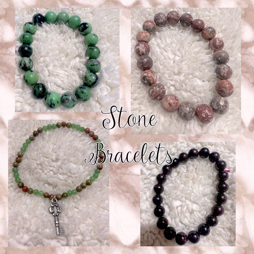 SOLD-Stone Bracelet - unakite/green aventurine, Jasper, ruby zoisite and garnet